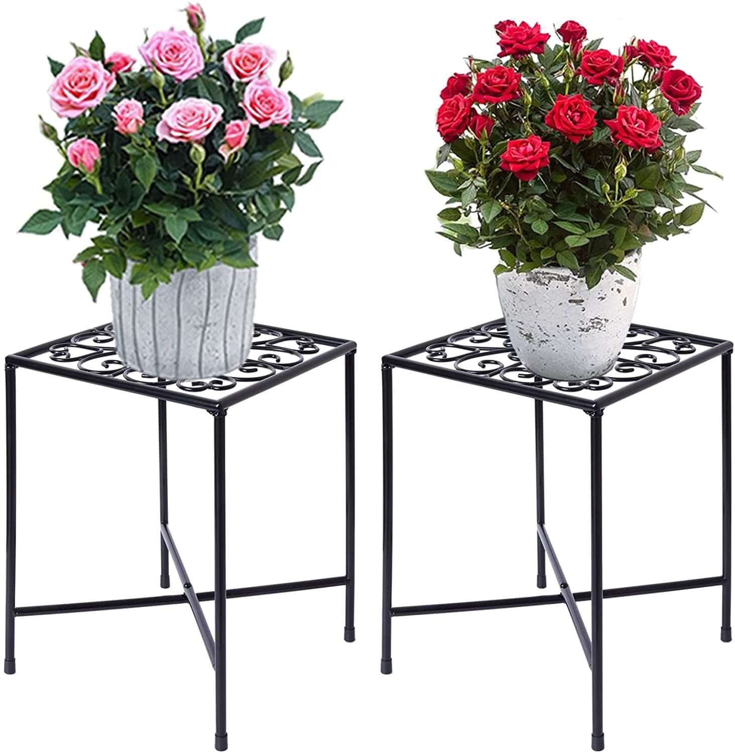 2 - Pack Black Plant Stands for Outdoor and Indoor Use