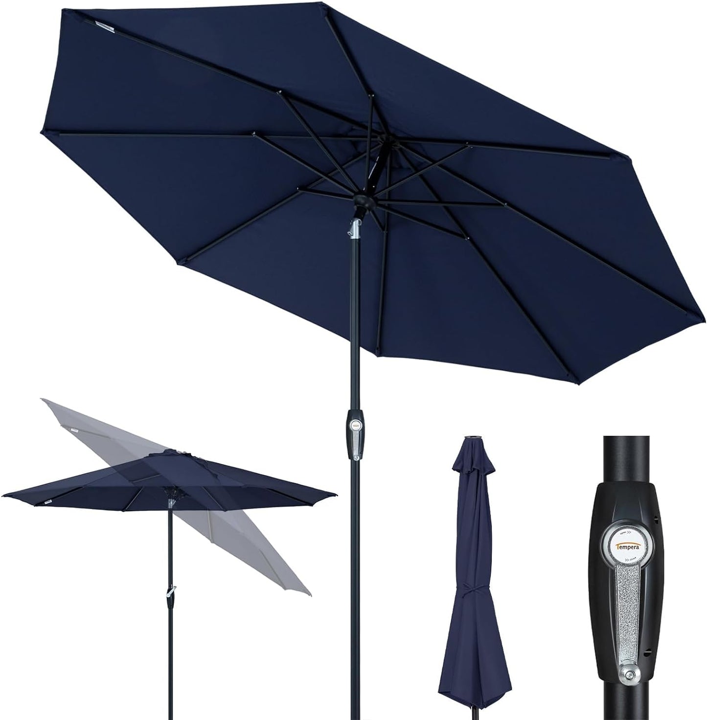 Auto-Tilt Patio Umbrella with Crank and Fade-Resistant Canopy