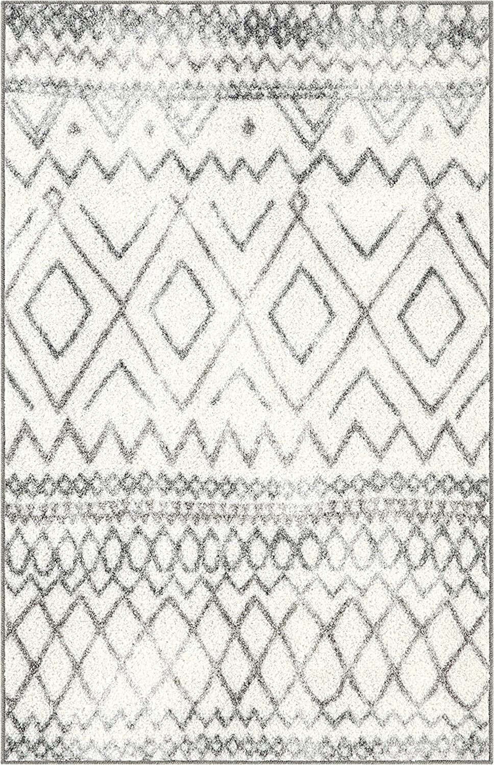 Modern Abstract Diamond Runner Rug with Non - Slip Backing