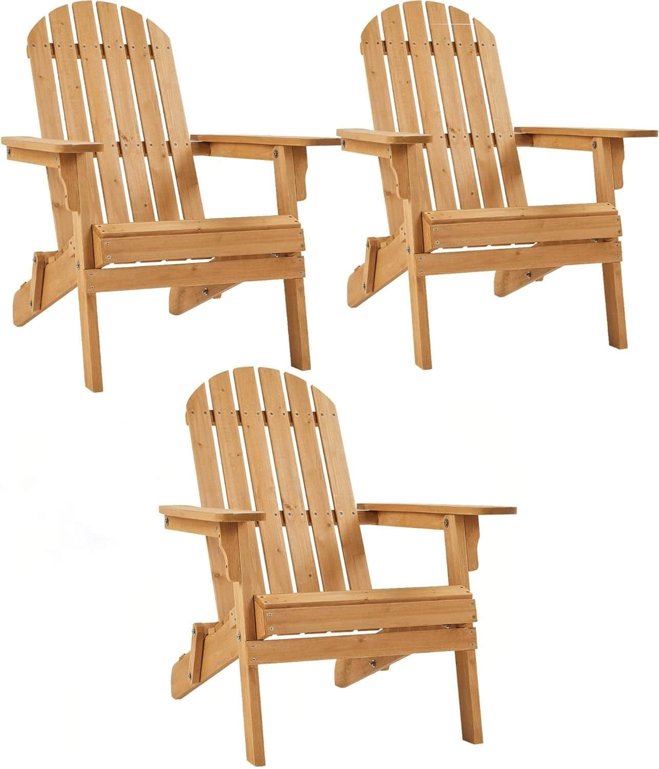 Folding Adirondack Chair Set | Natural Wood