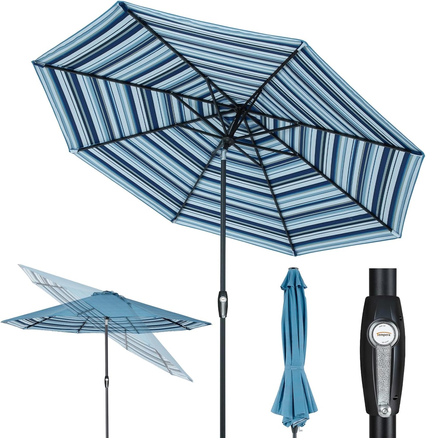 Auto-Tilt Patio Umbrella with Crank and Fade-Resistant Canopy