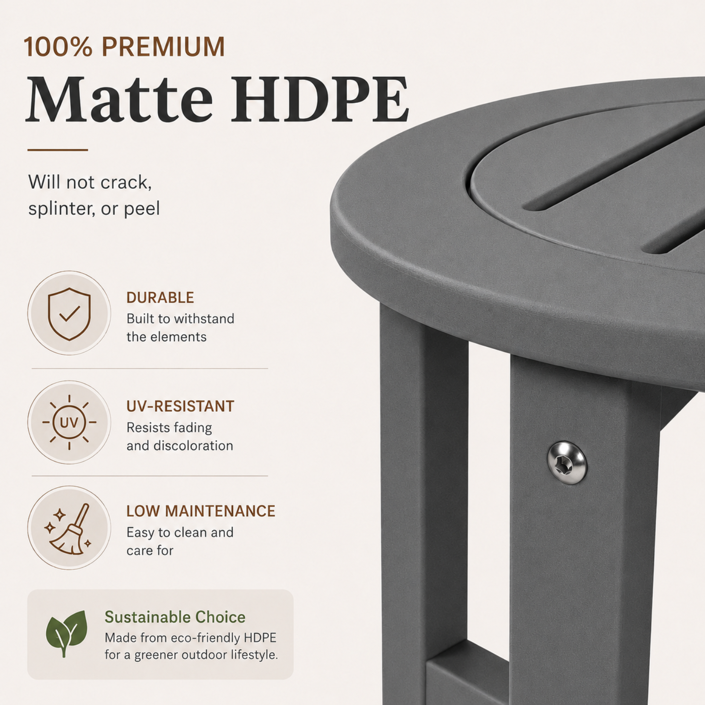 Verde Luxe HDPE All Weather Round Outdoor Side Table