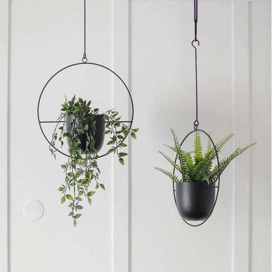 Black Minimalist Hanging Planters for Home Decor