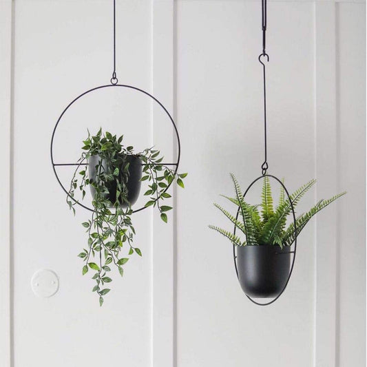 Black Minimalist Hanging Planters for Home Decor