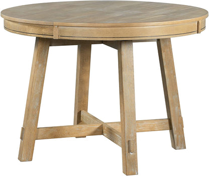 Extendable Round Wood Dining Table Farmhouse Style