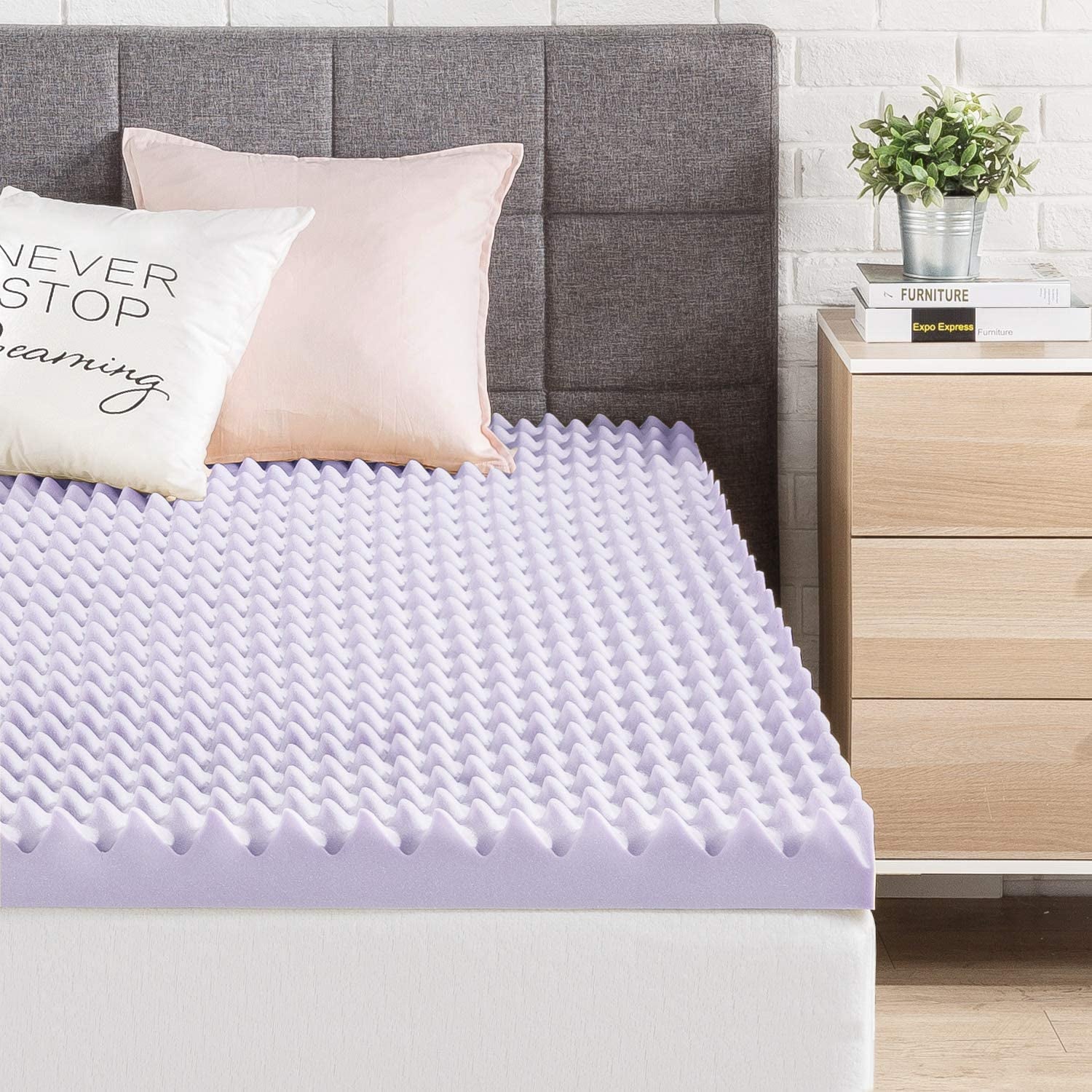 Lavender-Infused Egg Crate Memory Foam Mattress Topper (Full)