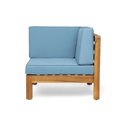 Blue corner seat of the acacia sectional, side view