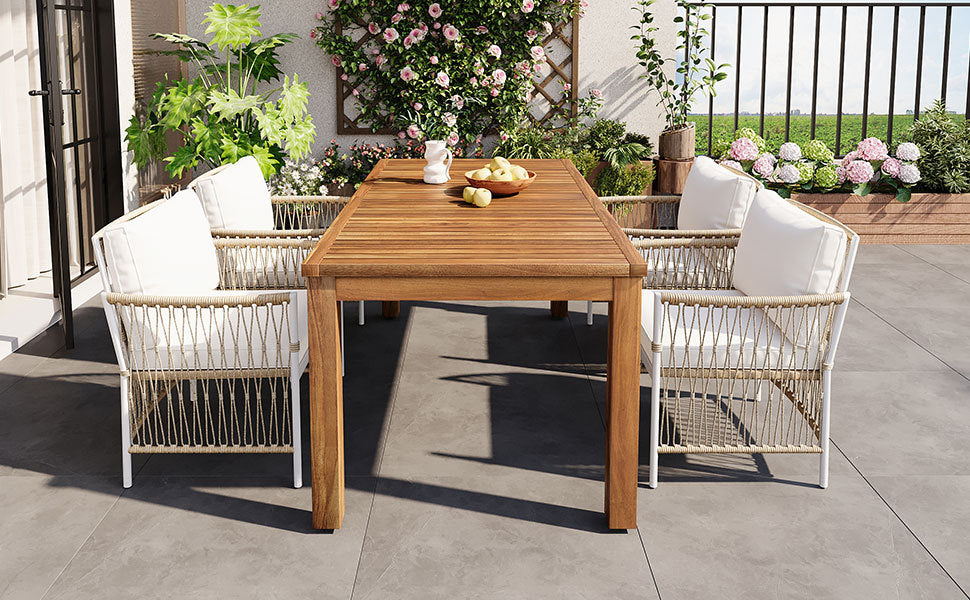 5-Piece Wood Outdoor Dining Set With 67 Inch Table