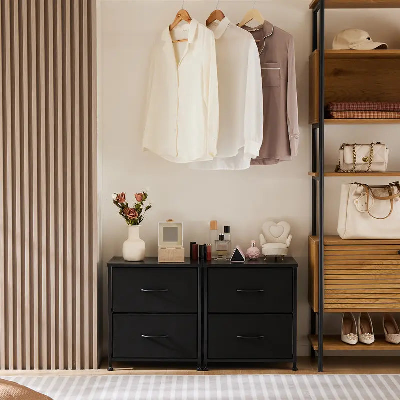 Modern Nightstand with 2 Fabric Drawers