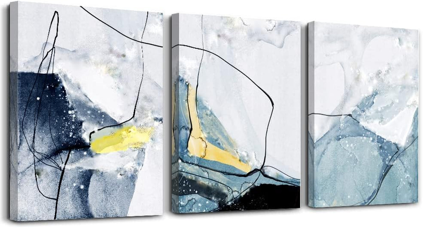 3-Piece Abstract Mountain Ink Painting Wall Art