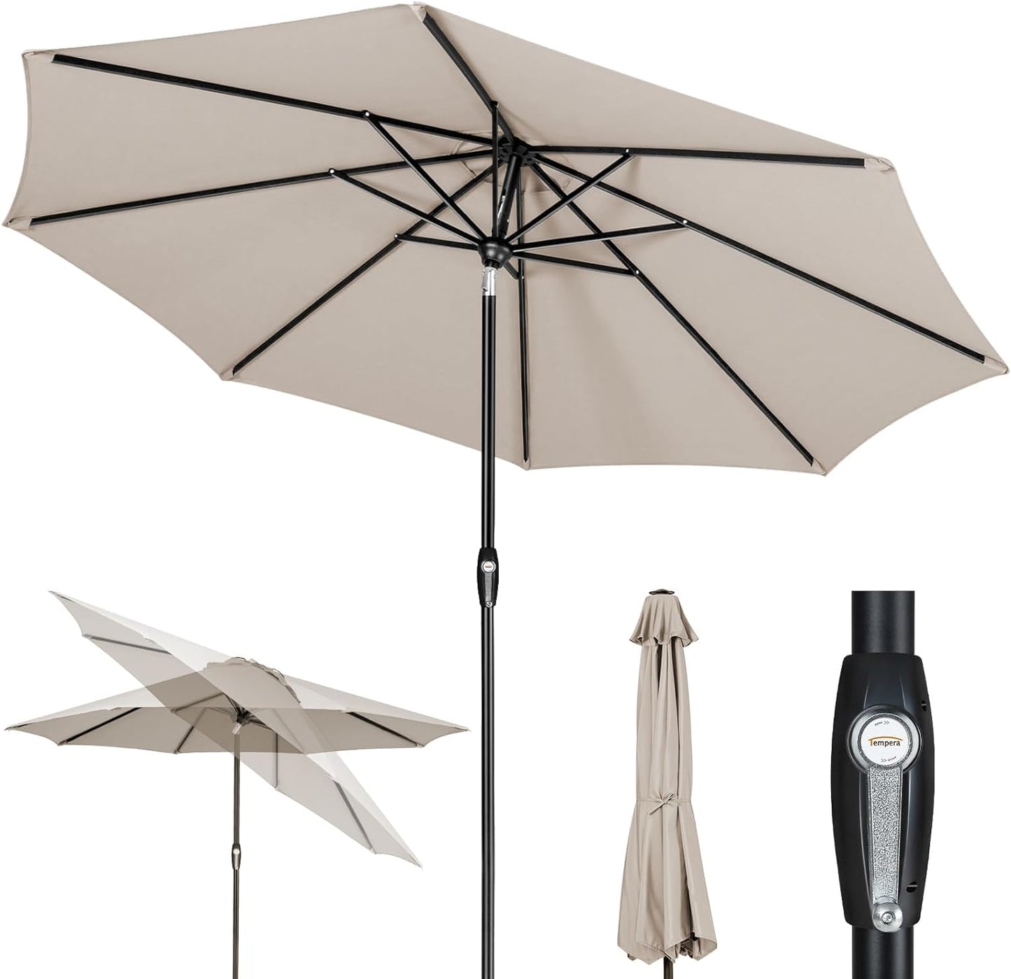 Auto-Tilt Patio Umbrella with Crank and Fade-Resistant Canopy