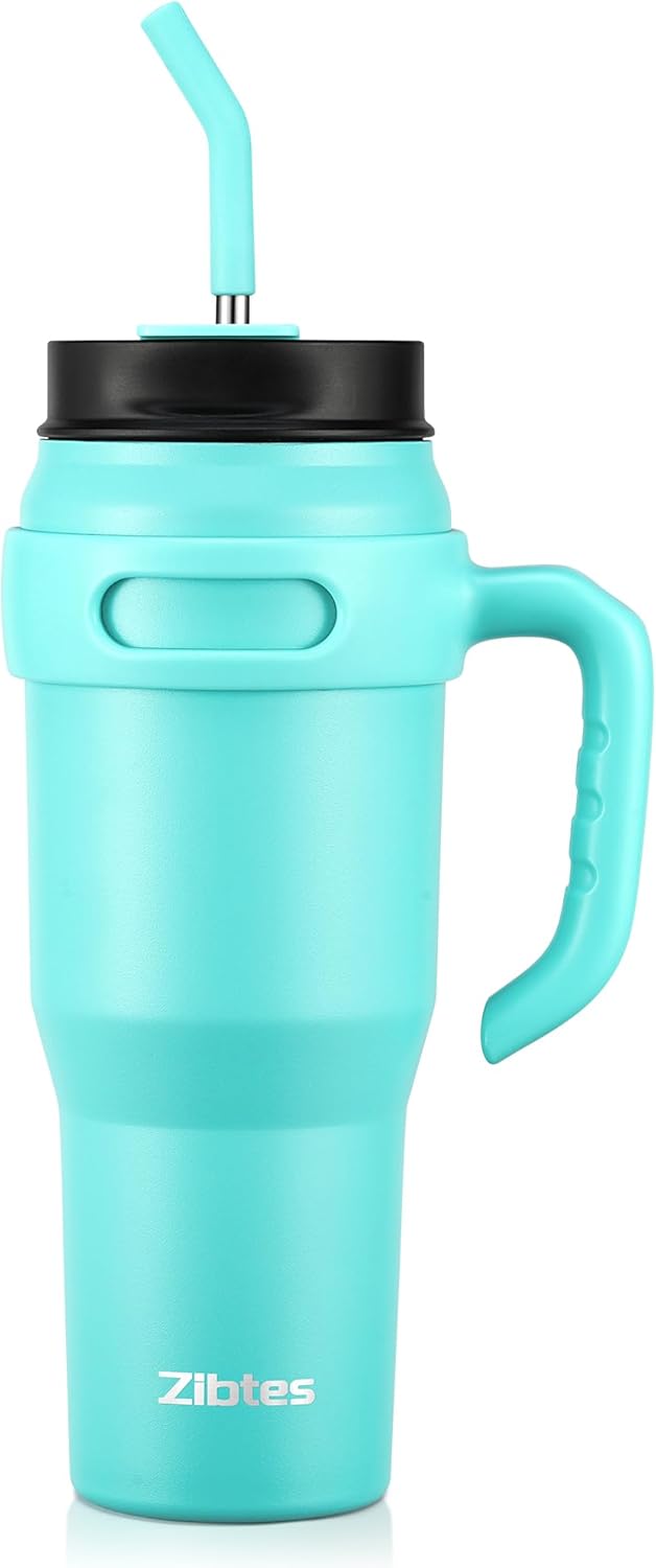 Insulated Tumbler with Handle and Straw Lid