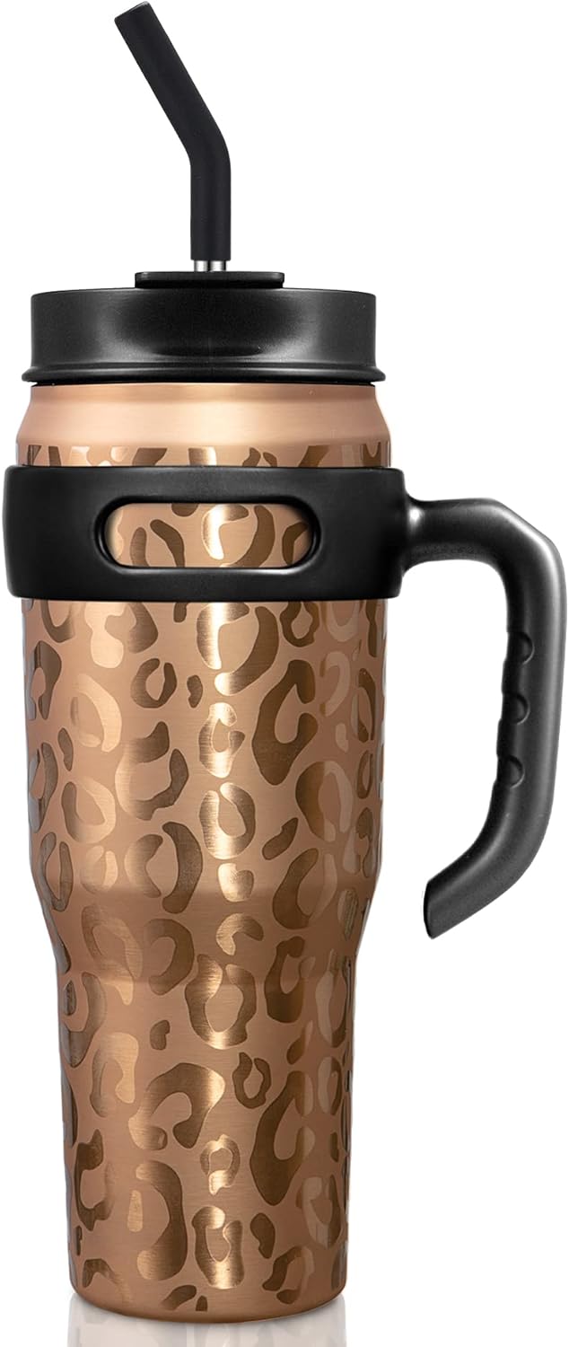 Insulated Tumbler with Handle and Straw Lid