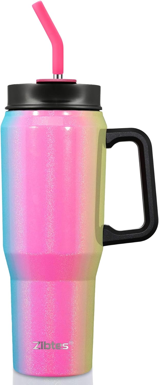 Insulated Tumbler with Handle and Straw Lid