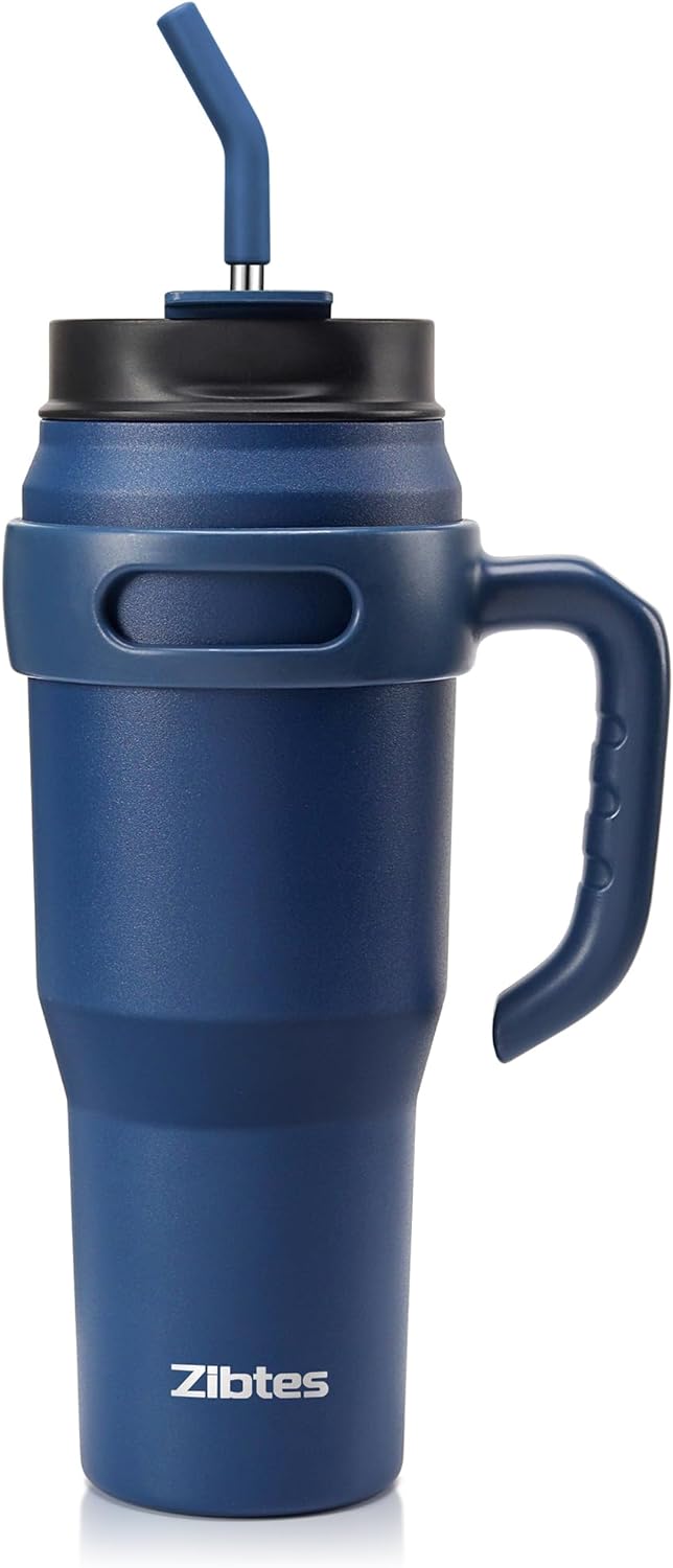 Insulated Tumbler with Handle and Straw Lid