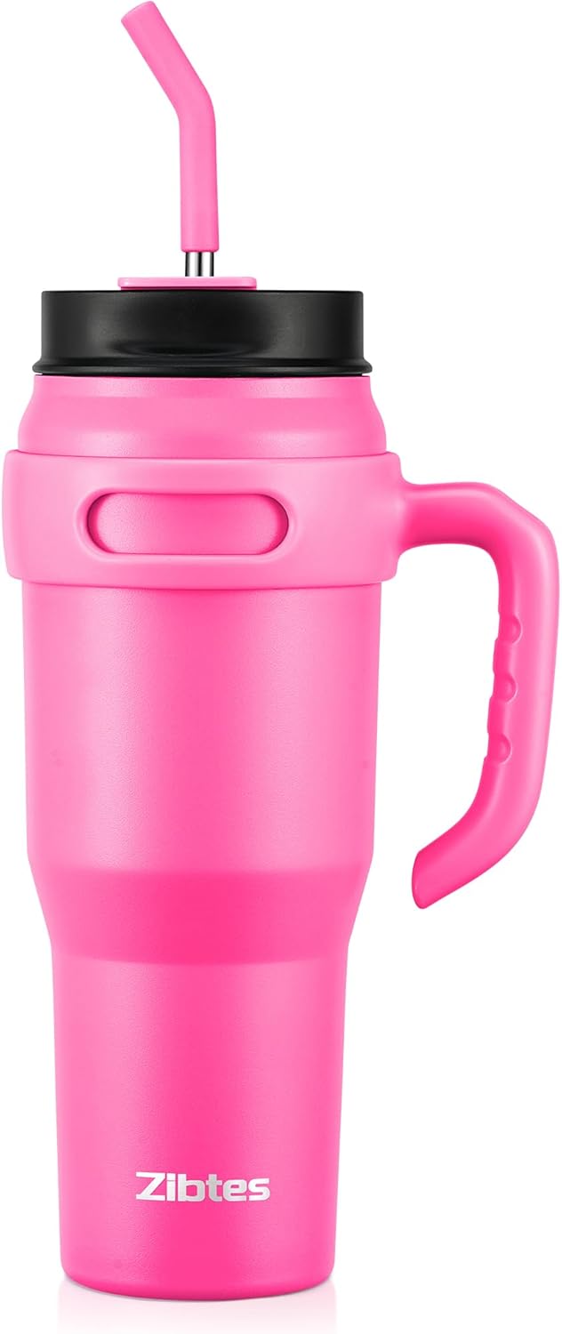 Insulated Tumbler with Handle and Straw Lid