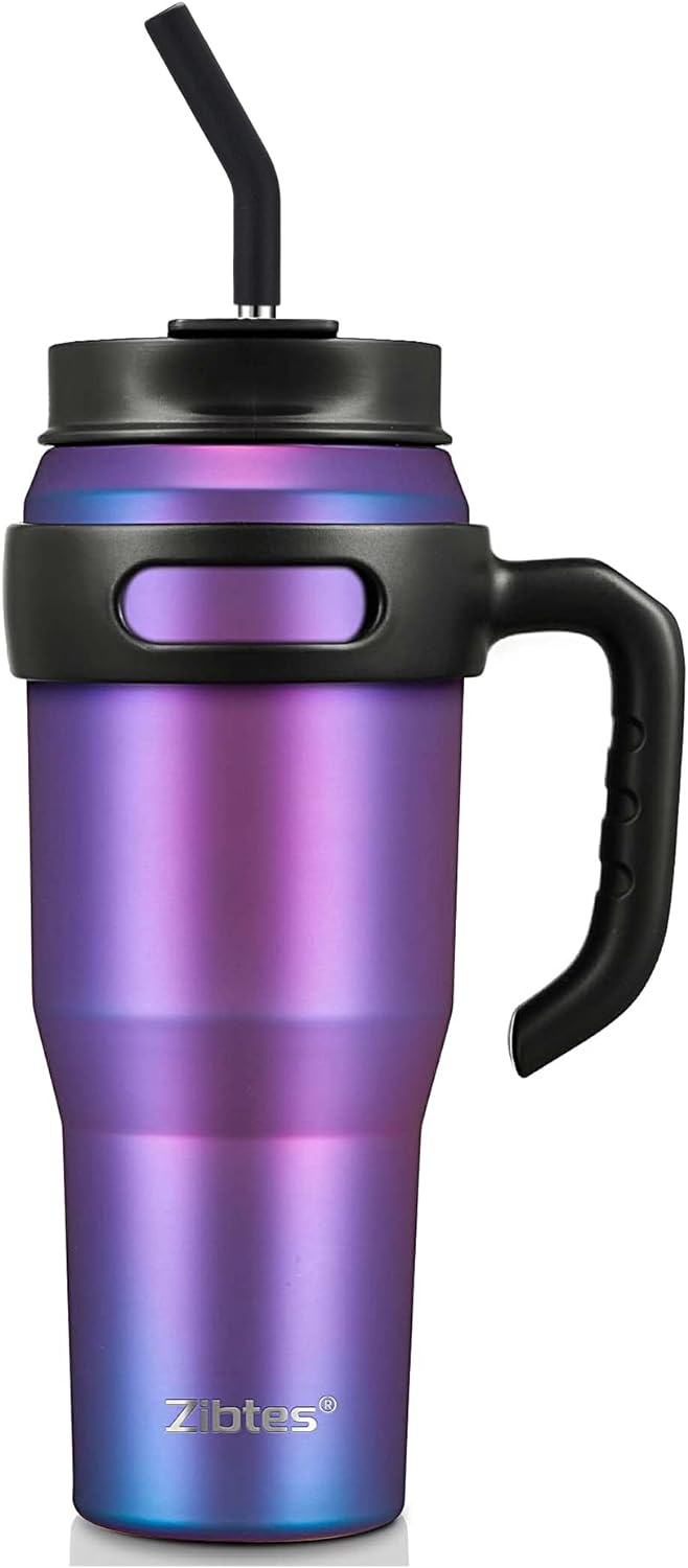 Insulated Tumbler with Handle and Straw Lid