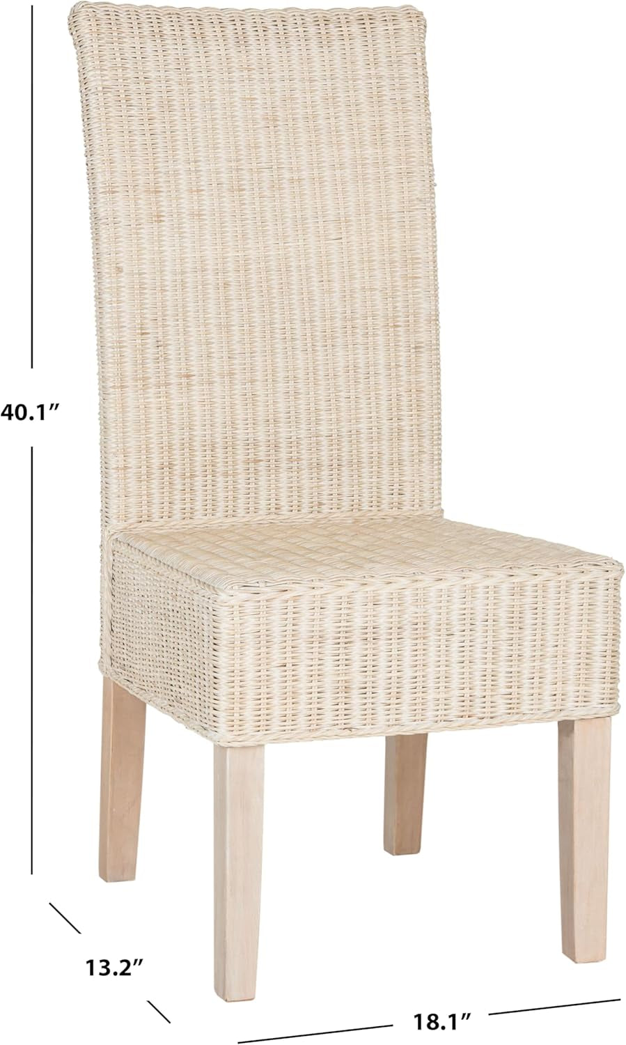 Wicker Rattan Dining Chair 18 Inch in Grey Woven Finish