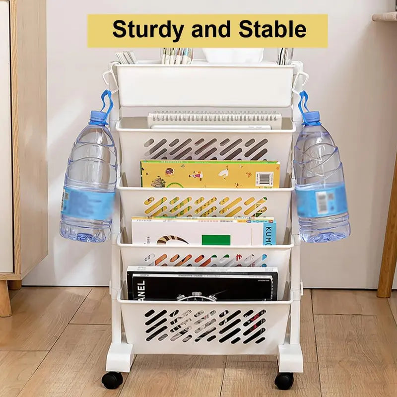 5-Tier Rolling Storage Cart for Bedroom & Kitchen