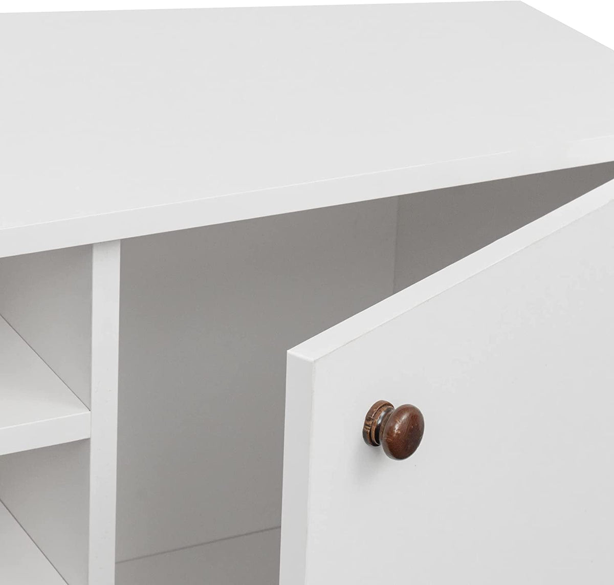 Farmhouse TV Stand 65 Inch With Enclosed Storage Cabinet