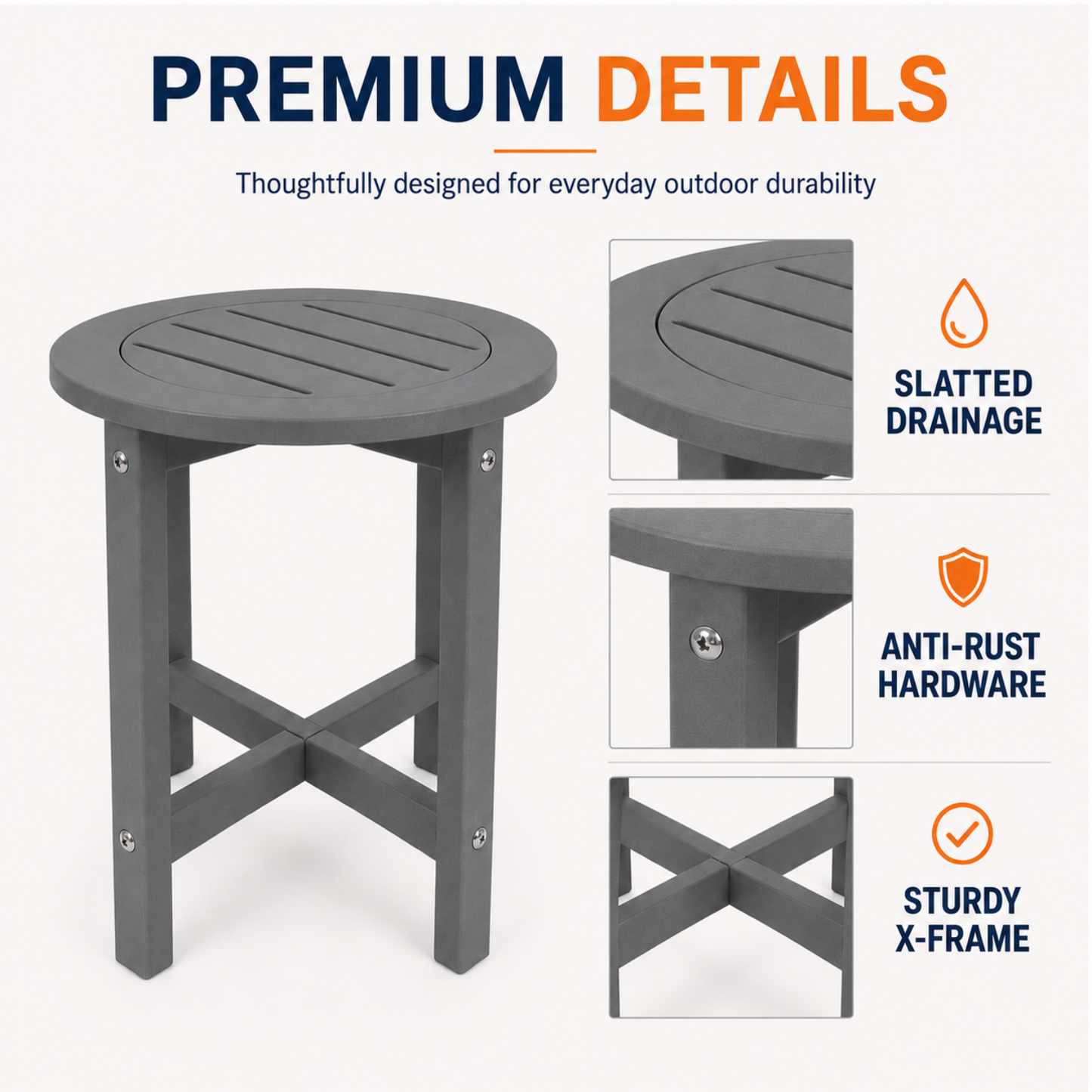 Verde Luxe HDPE All Weather Round Outdoor Side Table