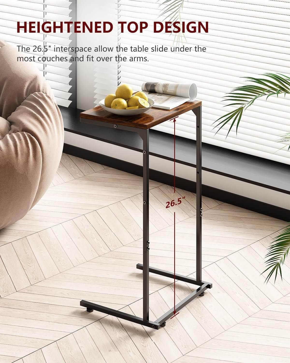 C - Shaped End Table with Storage