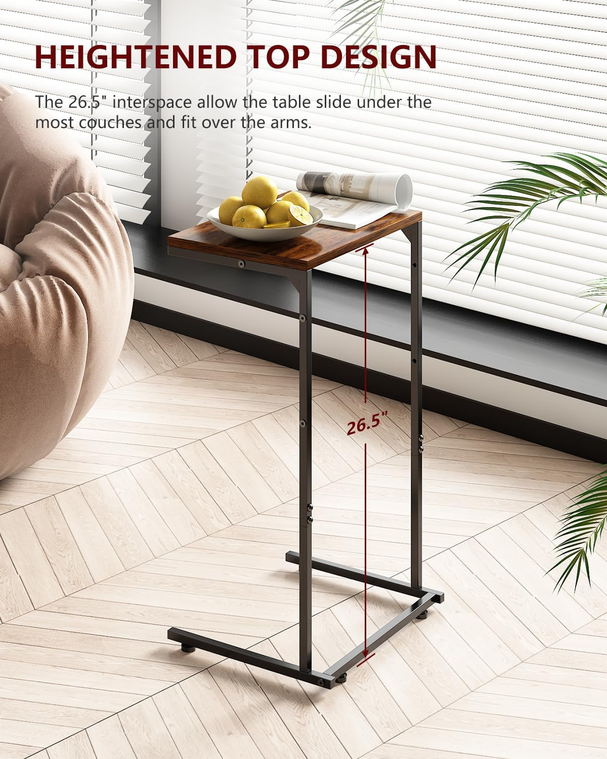 C-Shaped End Table with Storage