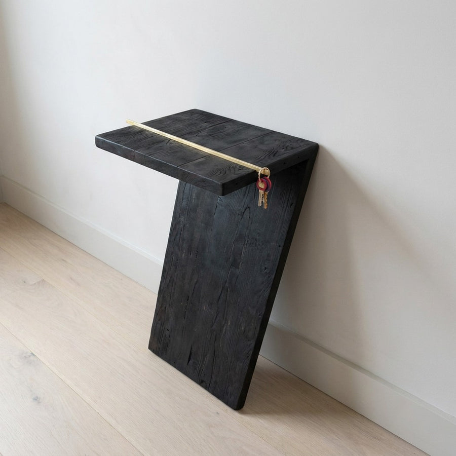 Rustic Reclaimed Wood Console Table, Torched Black