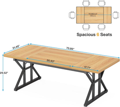 70.86-inch executive desk with generous home-office surface and sturdy metal trestle legs.