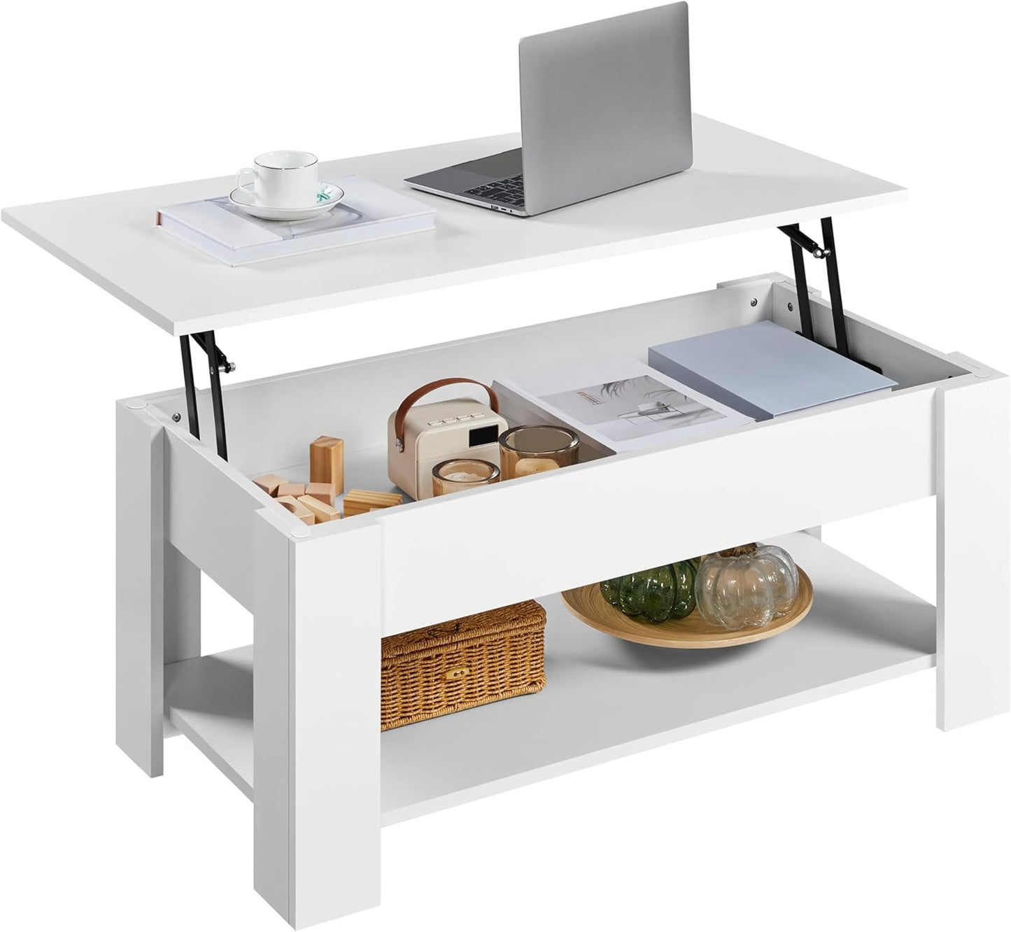 Lift-Top Coffee Table with Storage Shelf