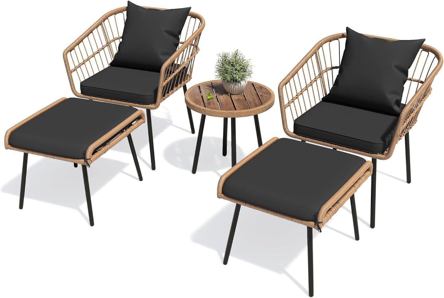 Patio Bistro Set with Footrest and Table