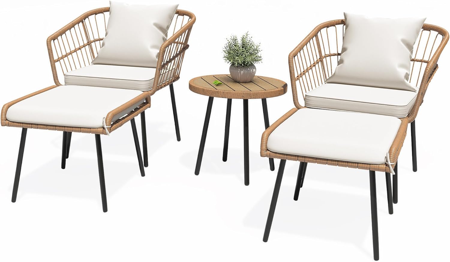 Patio Bistro Set with Footrest and Table