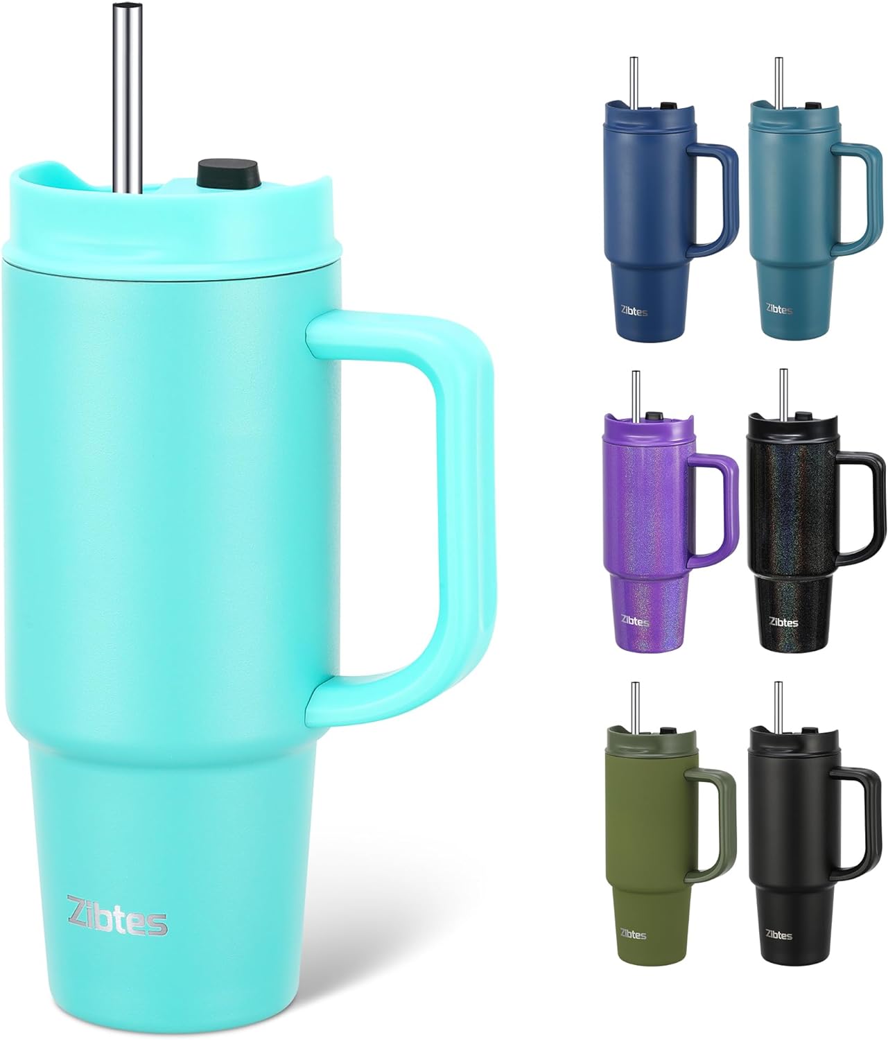 Insulated Tumbler with Handle and Straw Lid