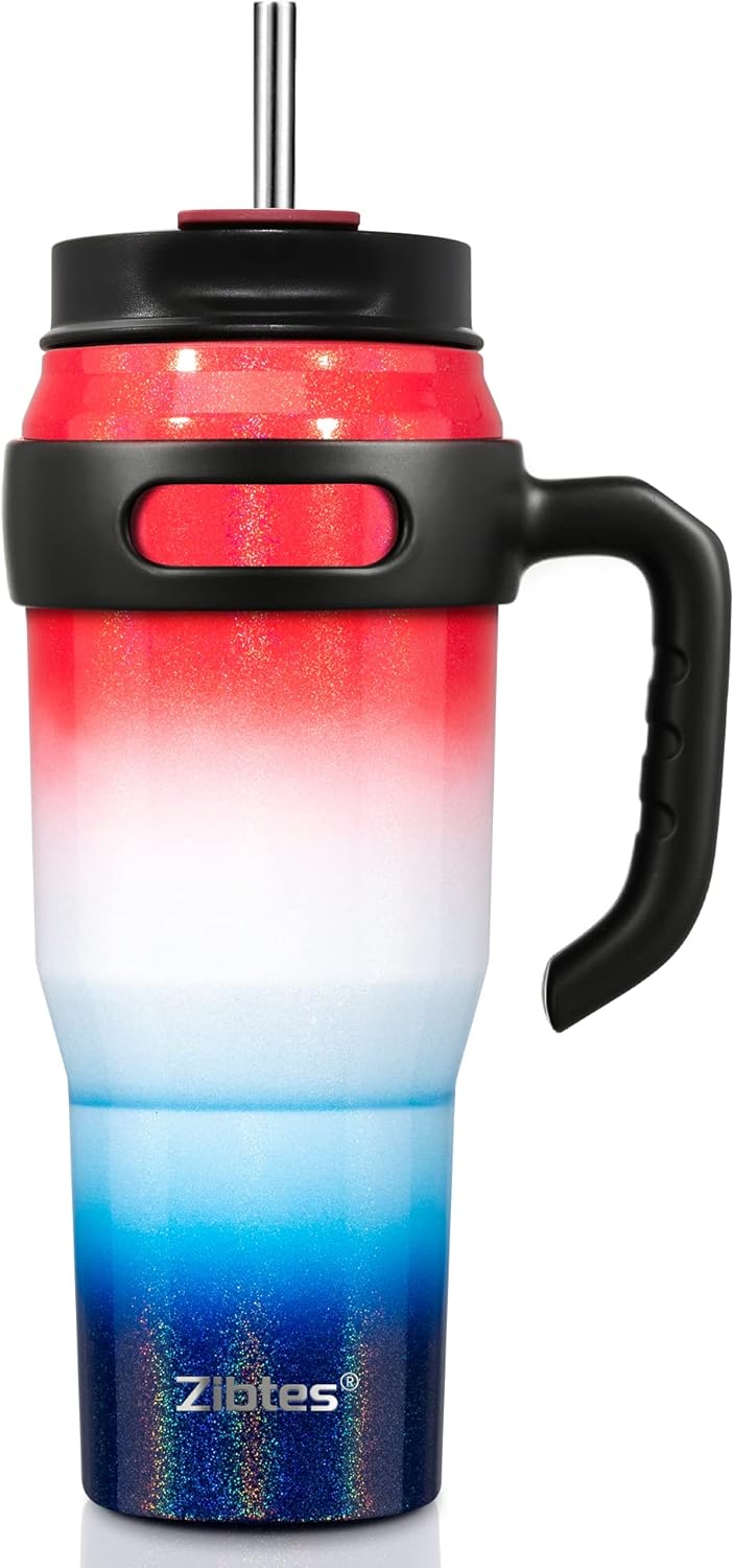 Insulated Tumbler with Handle and Straw Lid