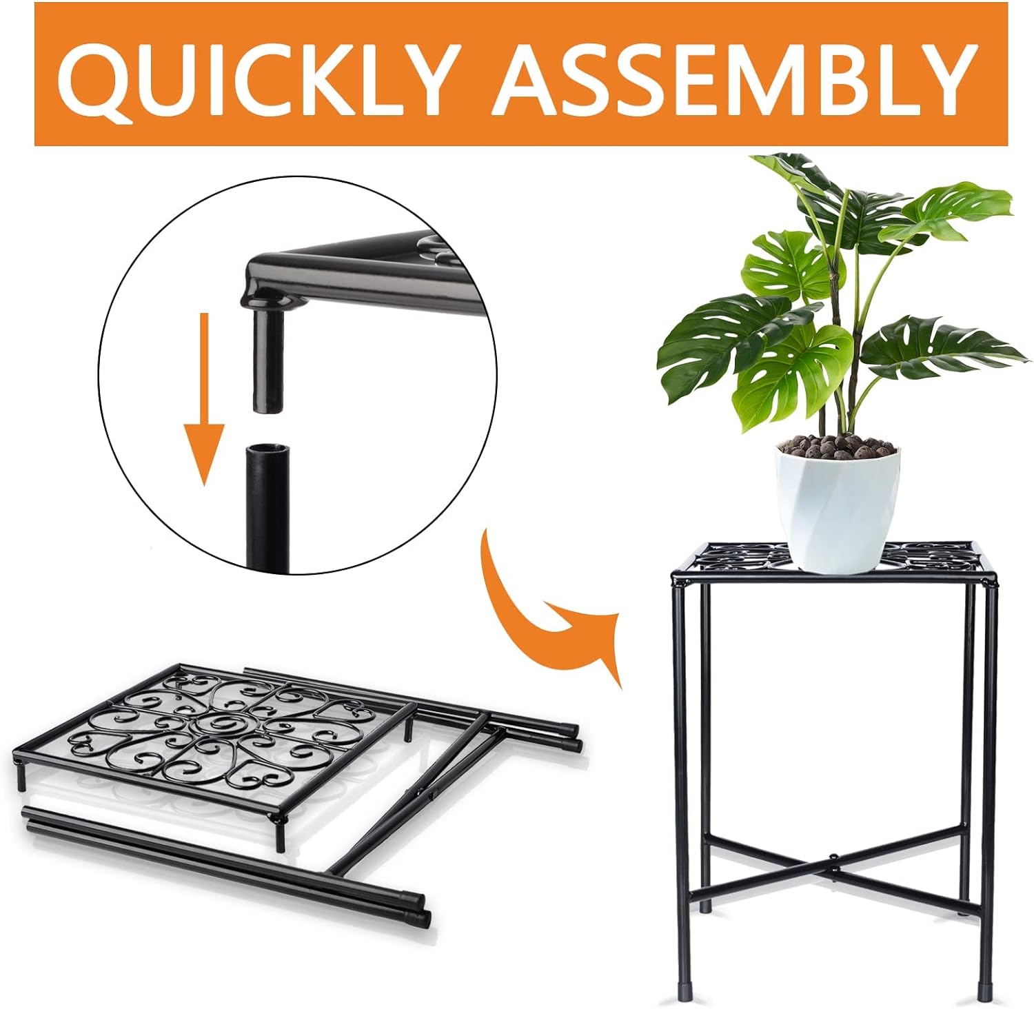 2-Pack Black Plant Stands for Outdoor and Indoor Use