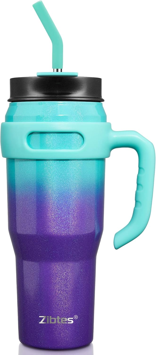 Insulated Tumbler with Handle and Straw Lid