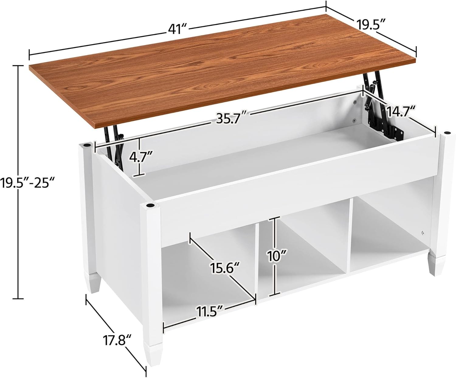 NEW 41 Inch Lift-Top Coffee Table