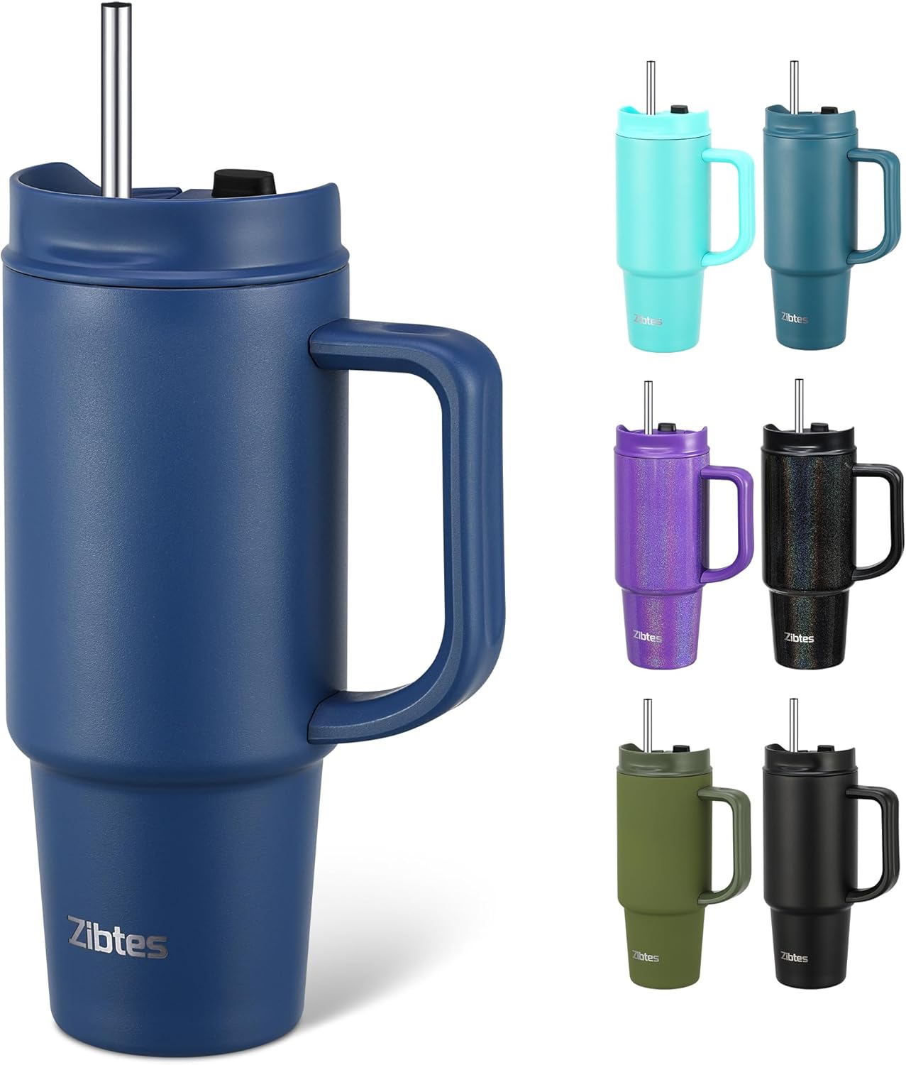 Insulated Tumbler with Handle and Straw Lid