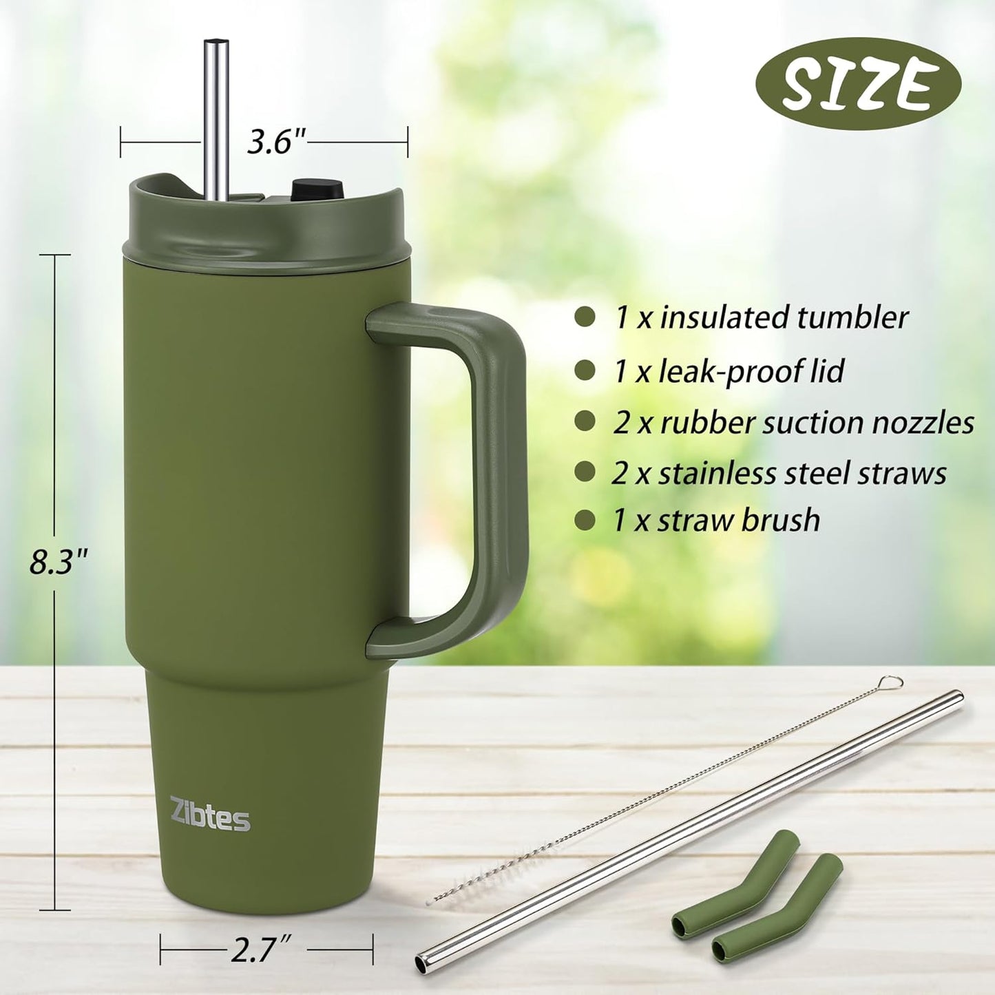 Insulated Tumbler with Handle and Straw Lid