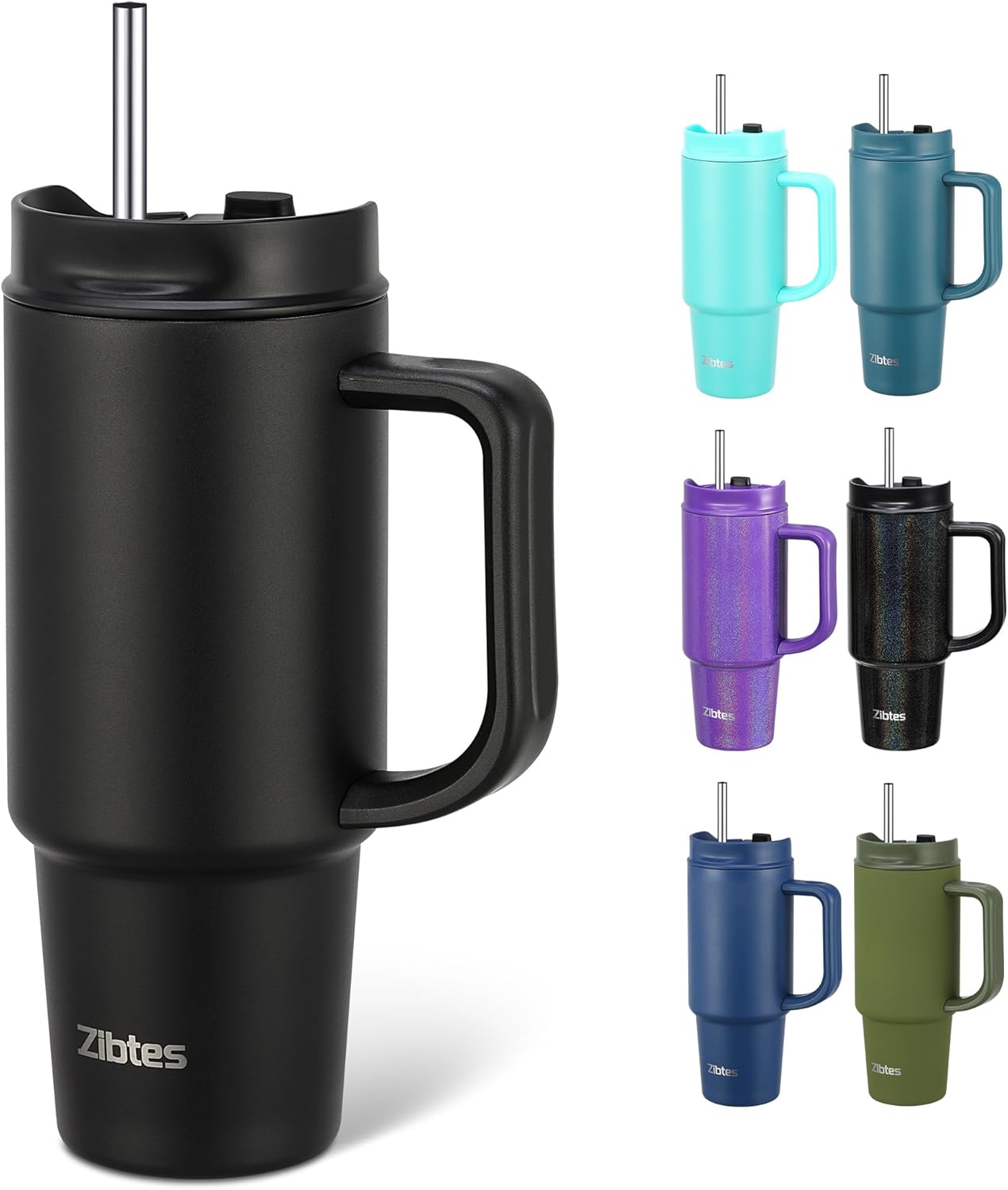 Insulated Tumbler with Handle and Straw Lid