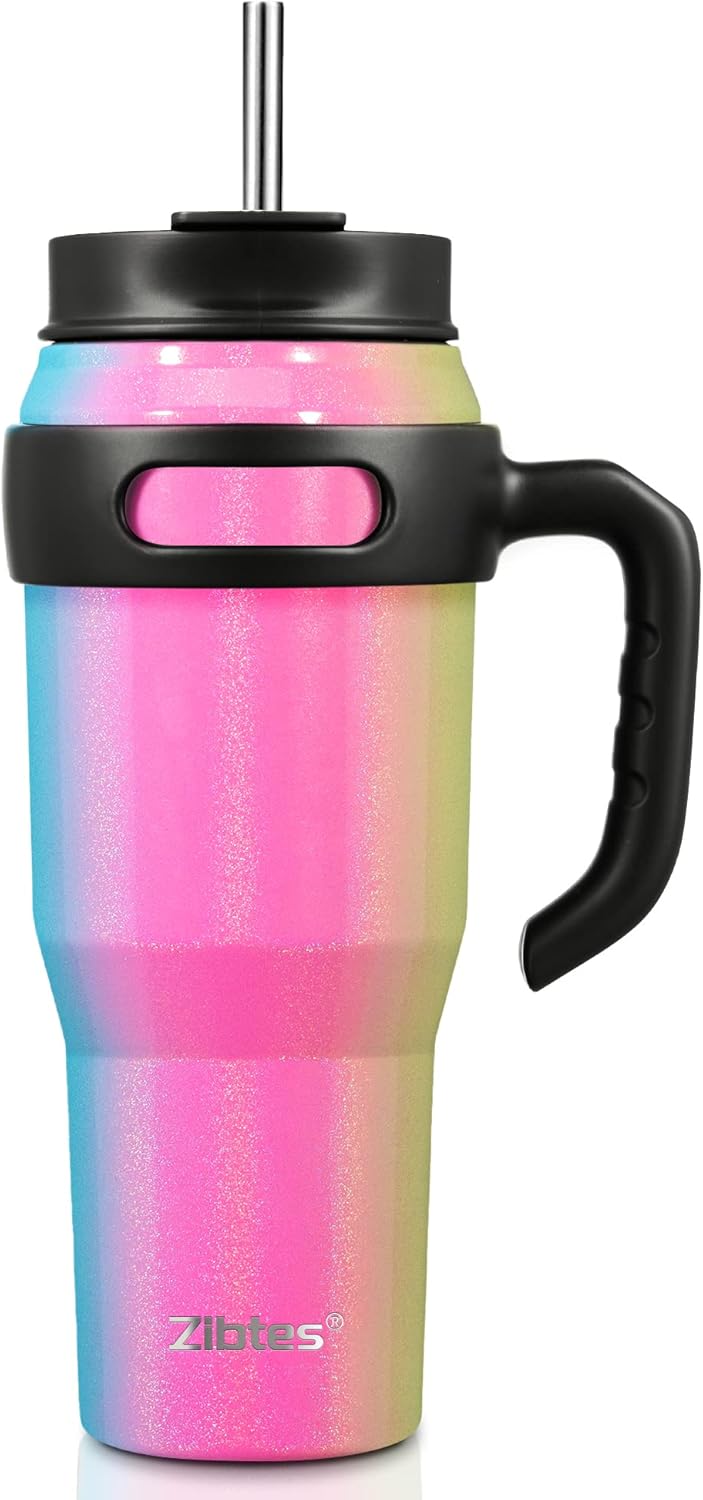 Insulated Tumbler with Handle and Straw Lid