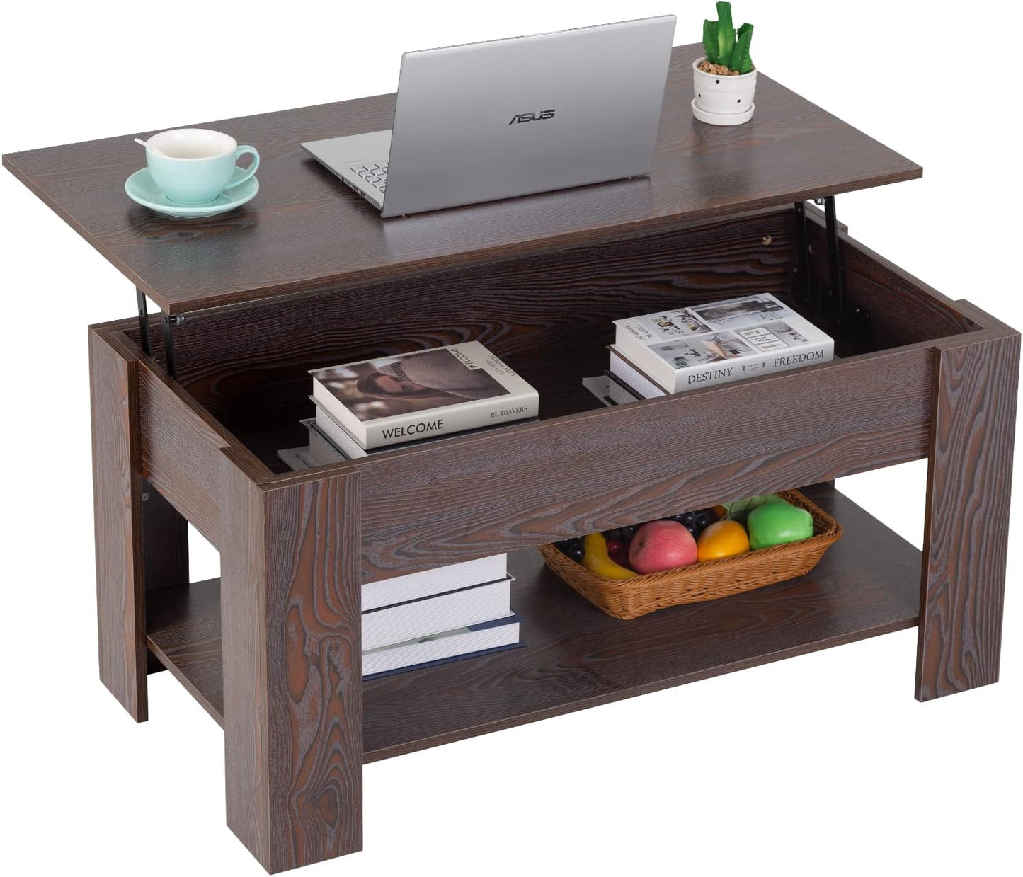 Lift-Top Coffee Table with Hidden Compartment and Storage