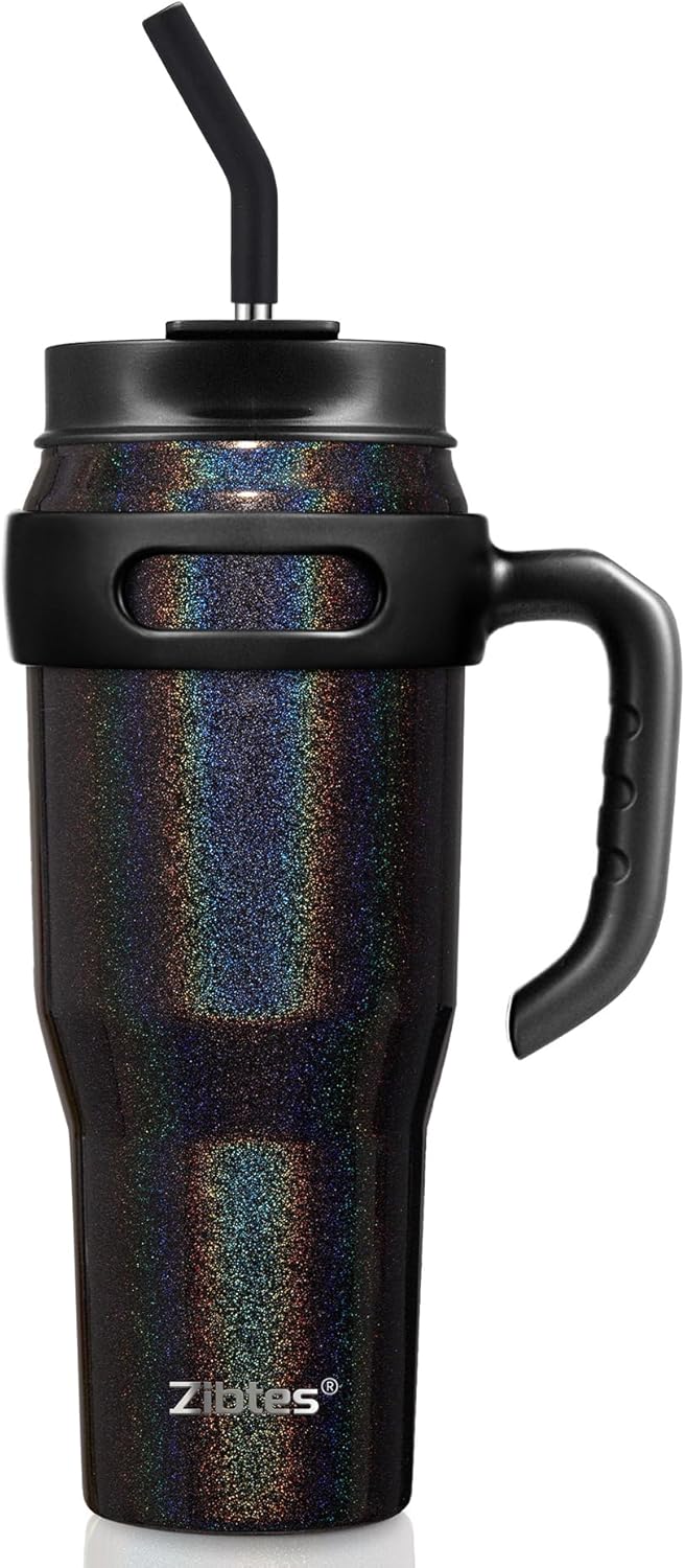 Insulated Tumbler with Handle and Straw Lid