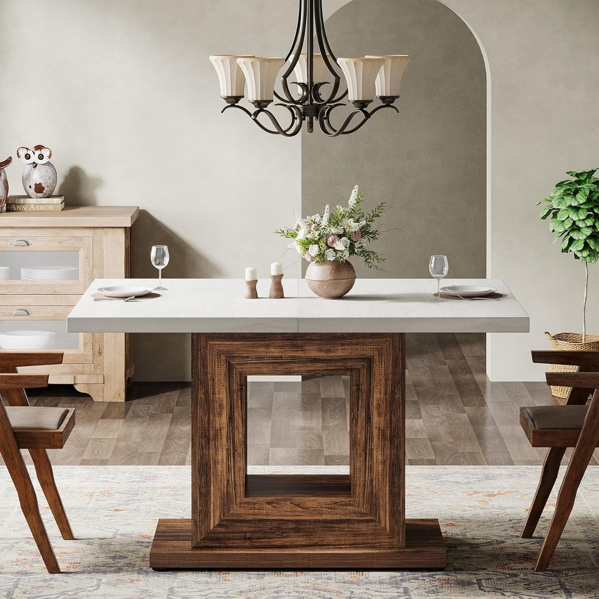 47 Inch Pedestal Dining Table for Small Kitchens and Nooks