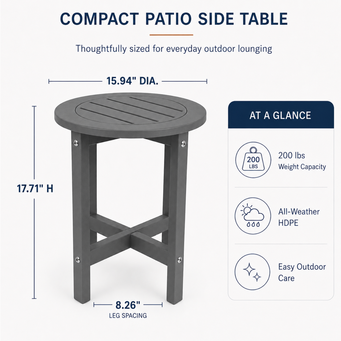 Verde Luxe HDPE All Weather Round Outdoor Side Table