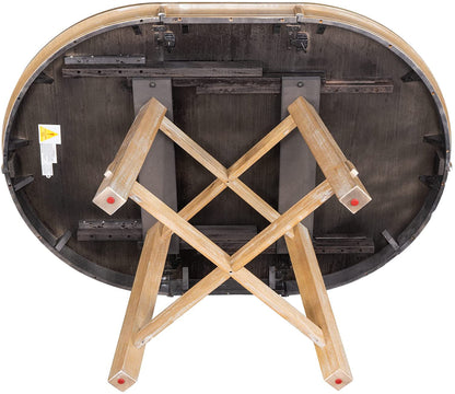 Extendable Round Wood Dining Table Farmhouse Style