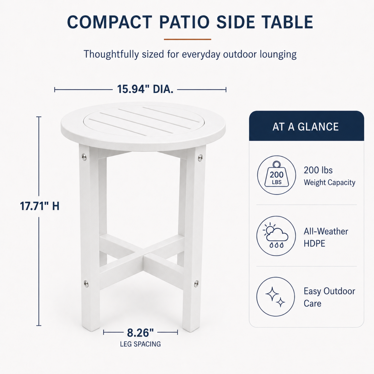 Verde Luxe HDPE All Weather Round Outdoor Side Table