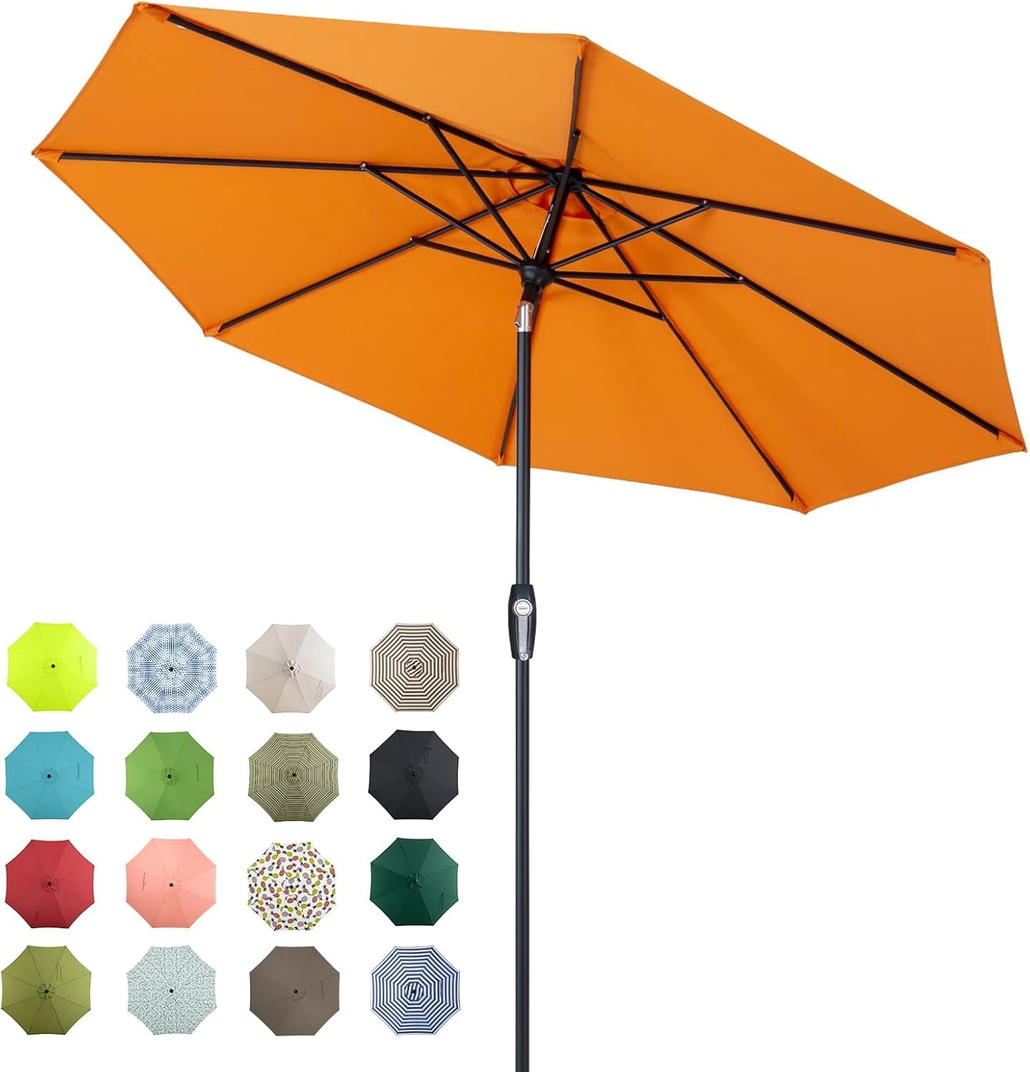 Auto-Tilt Patio Umbrella with Crank and Fade-Resistant Canopy