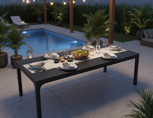 Black 78-Inch Rectangle Dining Table for Eight Metal