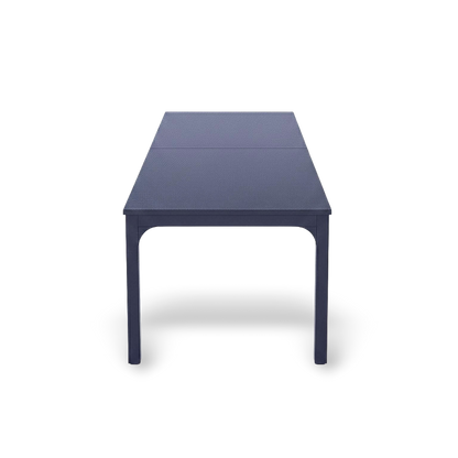 78-inch black rectangular dining table for six to eight, bold modern design.